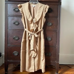 Banana Republic 100% Silk Work Dress Tan Knee Length